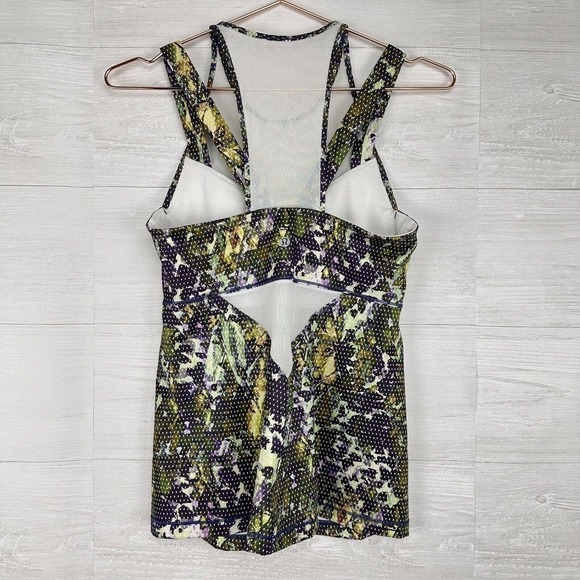 LULULEMON Running in the City Tank Top Women Size 6 Floral Mesh Green Yoga Gym - Picture 5 of 13